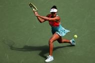 Leylah Fernandez retrieves a ball